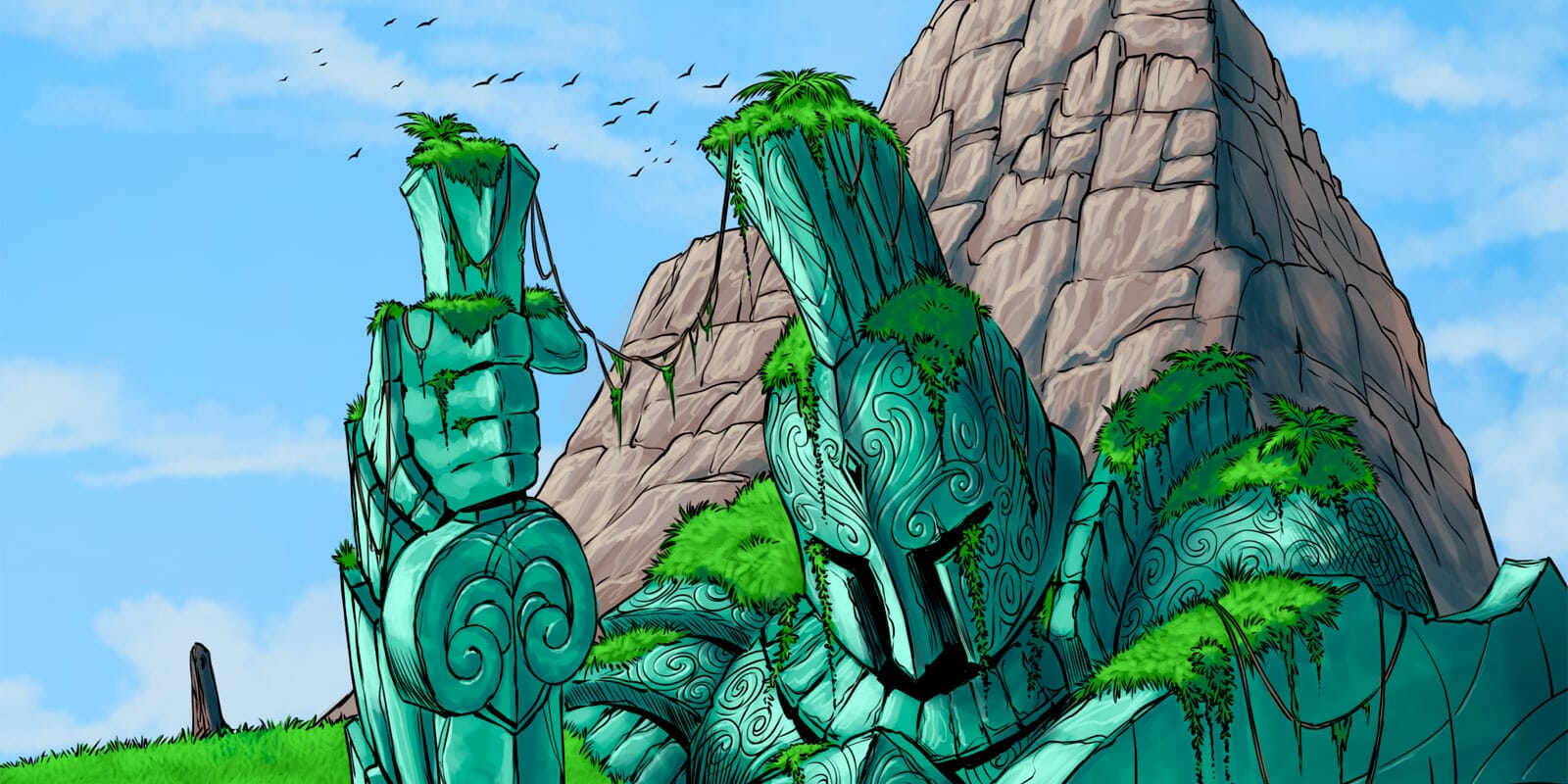 A half buried statue was Bill's writing challenge for this week's Mini-Dungeon.