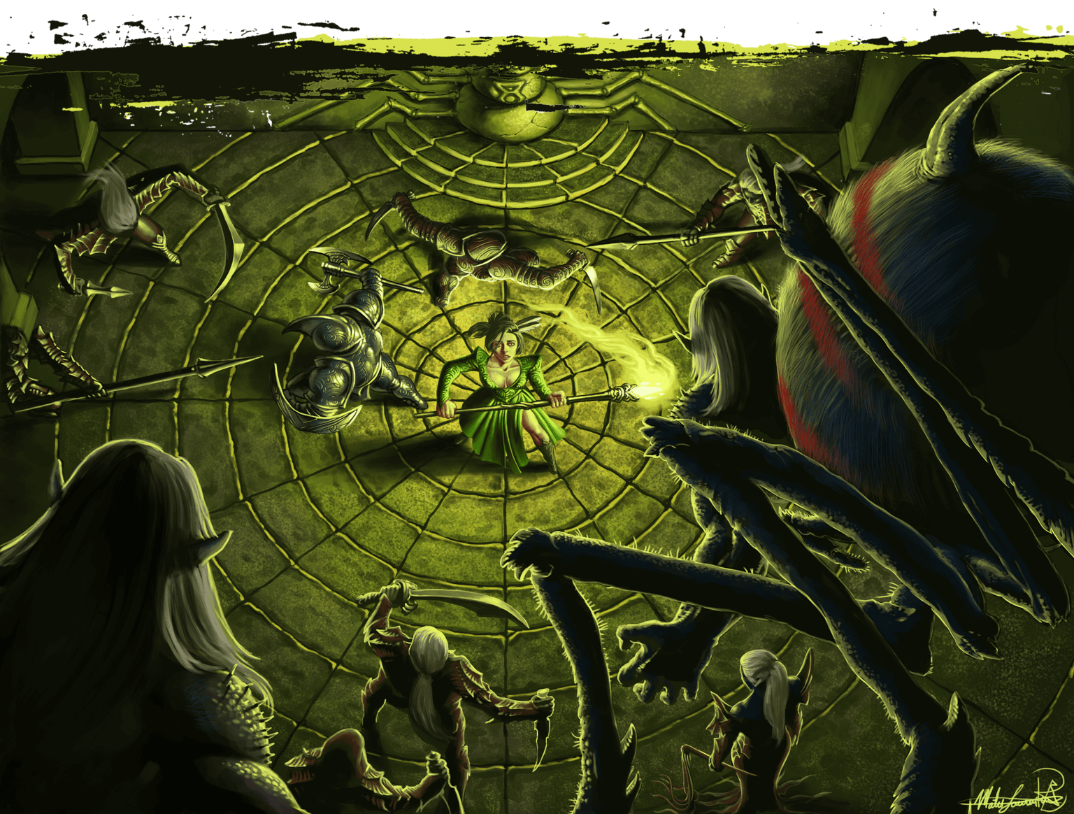 Drow and drider swarm a group of doomed adventurers
