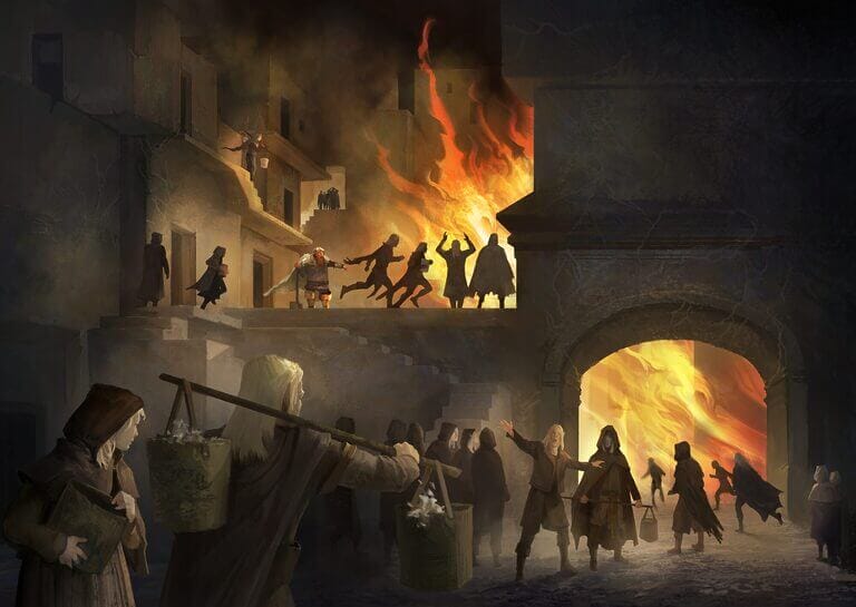 drow portion of the city on fire